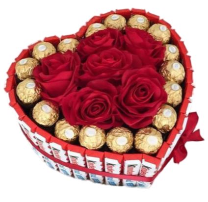 Roses and Chocolates Heart Box