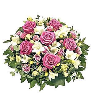 Roses and White Freesias Posy - Flowers Box London