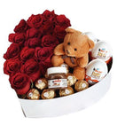 Roses Chocolate and Teddy Box - Flowers Box London