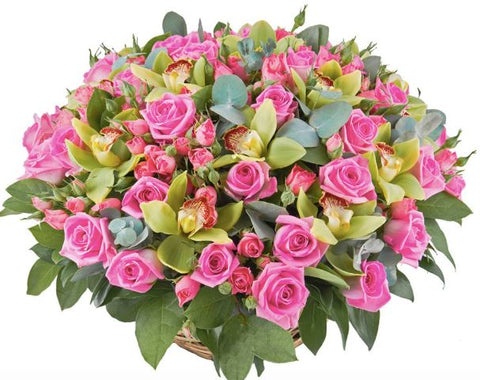 Roses with Cymbidium Basket
