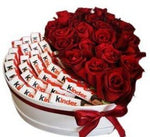 Roses with Kinder Chocolate Box - Flowers Box London