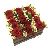 Roses with Wax Flowers Elegant Box - Flowers Box London