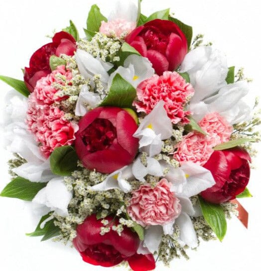 Splendor Ruby Luxurious Splendor: Ruby Peonies Bouquet - Flowers Box London