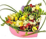 Scented Freesias Heart Box - Flowers Box London