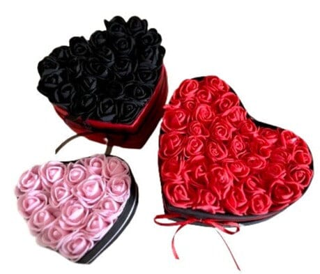 Set of 3 Foam Rose Heart Boxes
