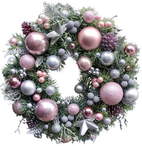 Snowing Pink Christmas Wreath