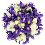 Spray roses and iris bridal bouquet