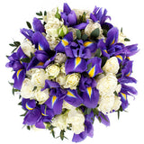 Spray roses and iris bridal bouquet