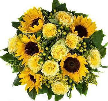 Sunflowers & Roses Bouquet - Flowers Box London