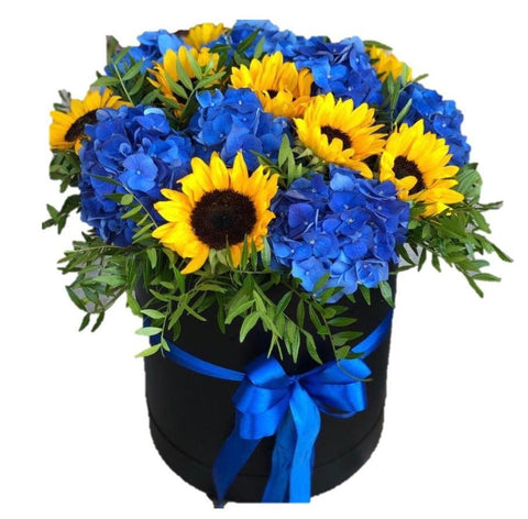 Sunflowers with Hydrangea Box