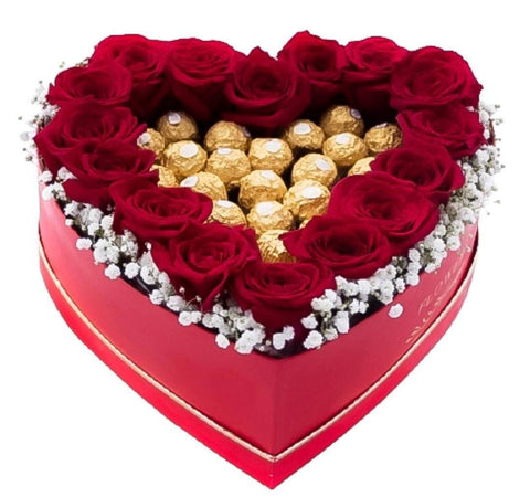 Sweet Romance Heart Box - Flowers Box London