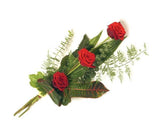 Three Roses with Greenery Bouquet - Flowers Box London