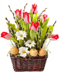 Tulips and Catkins Basket - Flowers Box London