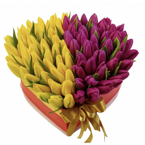 Tulips Duet Heart Box - Flowers Box London