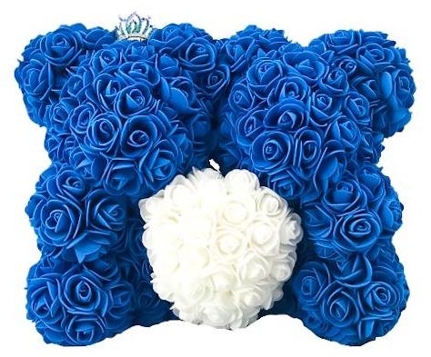 Twin Luxury Navy Rose Teddy Bear - Flowers Box London