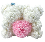 Twin Luxury White and Pink Rose Teddy Bear