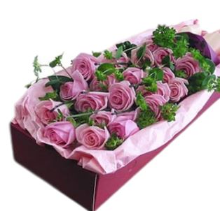 Two Dozen Pink Roses with Greenery Box