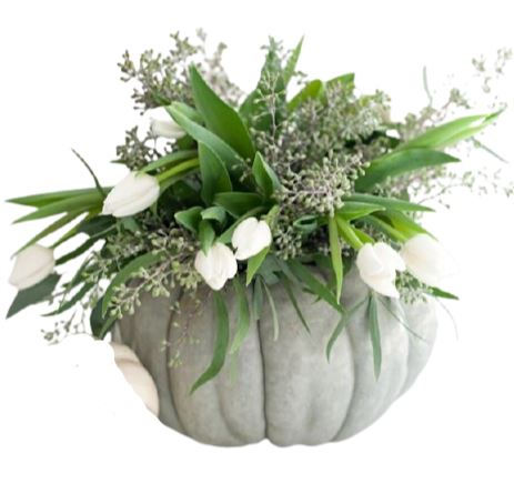 White and Green Pumpkin Arrangement - Flowers Box London