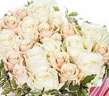 White and Peach Roses Heart Box