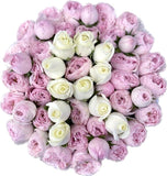 White and pink spray roses initial flower box