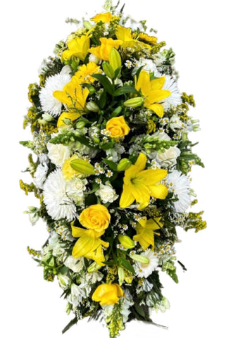 White and Yellow Casket Cover