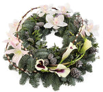 White Cymbidium Orchids Holiday Wreath