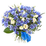 White Eustoma and Cornflowers Bouquet