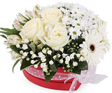 White Flowers Rain Heart Box - Flowers Box London