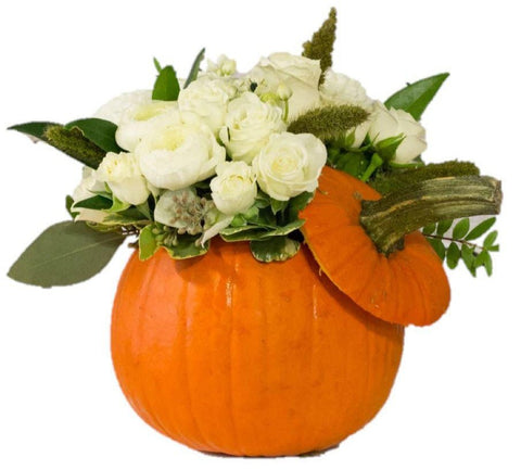 White Halloween Pumpkin Arrangement - Flowers Box London
