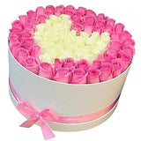 White Heart in Pink Box - Flowers Box London