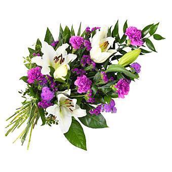 White Lily & Purple Sheaf - Flowers Box London