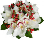 White Orchids in Red