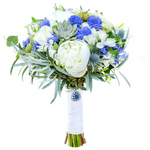 White Peonies and Cornflowers Bridal Bouquet