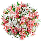 White & Pink Alstroemeria Bouquet - Flowers Box London
