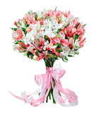 White & Pink Alstroemeria Bouquet - Flowers Box London