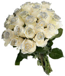 White Rose Silver Glitter Bouquet