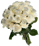 White Rose Silver Glitter Bouquet