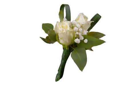White Roses and Gysophila Buttonhole