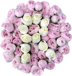 White Roses and Pink Spray Roses Initial Flower Box - Flowers Box London