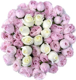 White Roses and Pink Spray Roses Initial Flower Box - Flowers Box London