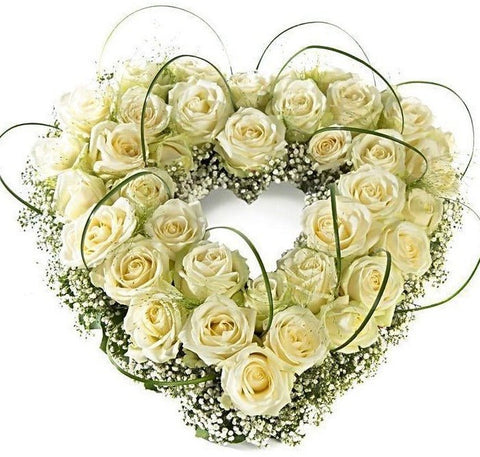 White Roses Open Heart - Flowers Box London