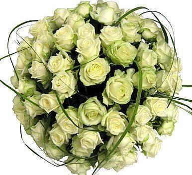 White Roses with Bear Grass Bouquet - Flowers Box London