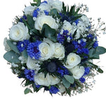 White Roses with Cornflowers Bouquet - Flowers Box London