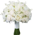 White Roses with Lily of Valley Bridal Bouquet