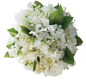 White Sweet Pea and Lily of Valley Bouquet