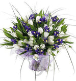 White Tulips and Iris Bouquet - Flowers Box London