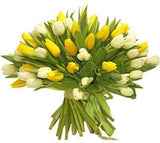 White & Yellow Tulips Bouquet - Flowers Box London