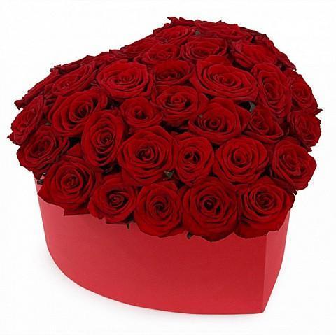 With Love Red Roses Heart Box