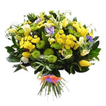 Yellow Chrysanthemum and Purple Bouquet - Flowers Box London