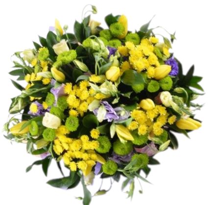 Yellow Chrysanthemum and Purple Bouquet